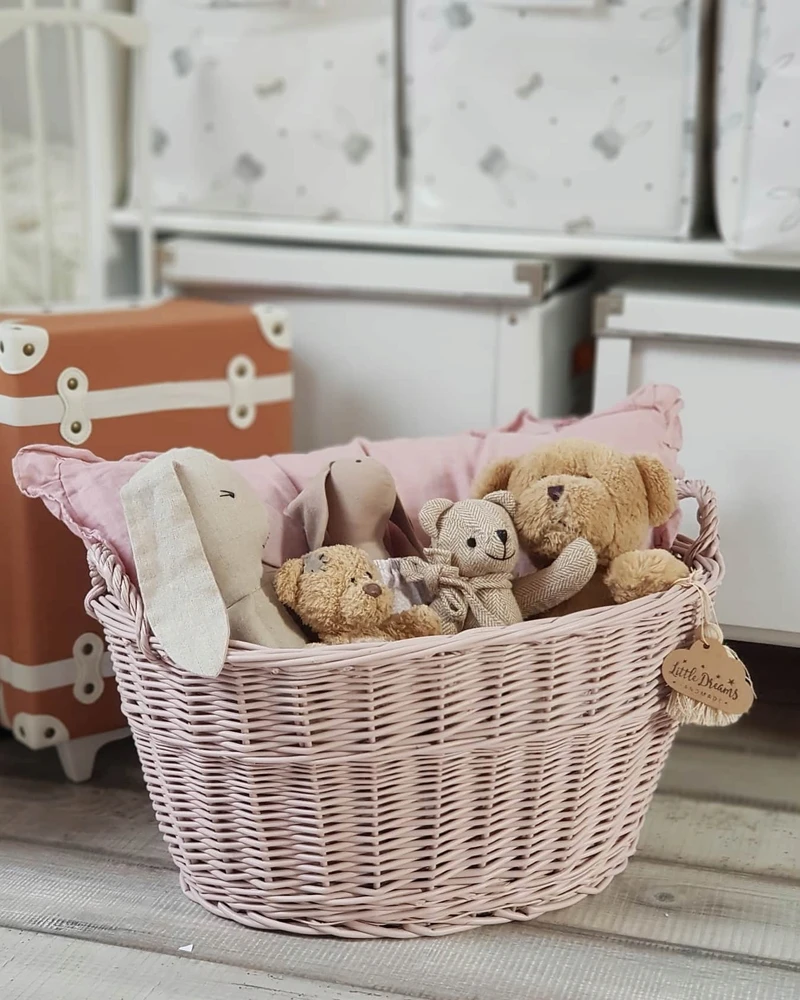 Little Dreams KOSZ WIKLINOWY OWALNY NA ZABAWKI BRUDNY RÓŻ
