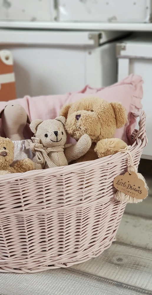 Little Dreams KOSZ WIKLINOWY OWALNY NA ZABAWKI BRUDNY RÓŻ