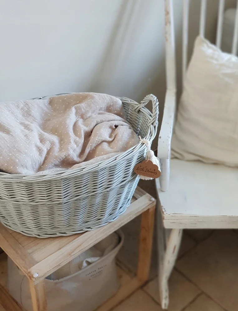 Little Dreams KOSZ WIKLINOWY OWALNY NA ZABAWKI JASNY PILKA