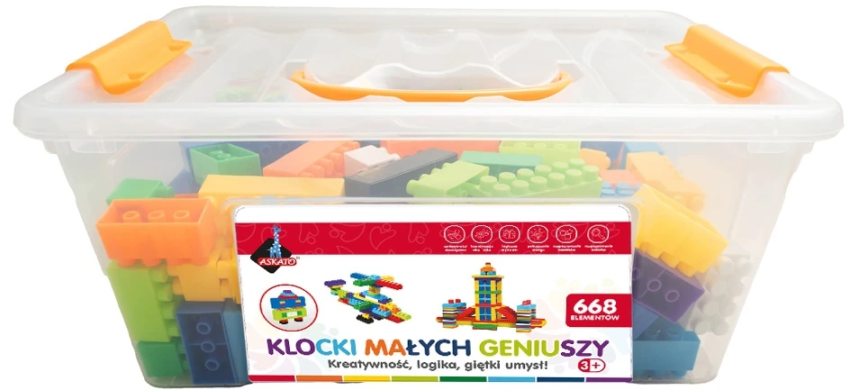 LITTLE GENIUS BLOCKS RINKINYS, KONSTRUKCINĖS PLOKŠTELĖS, 668 ELEMENTAI. ASKATO DOVANA