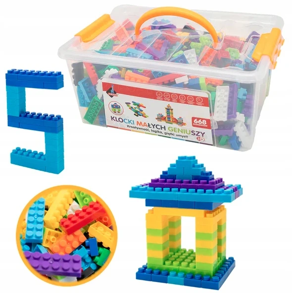LITTLE GENIUS BLOCKS RINKINYS, KONSTRUKCINĖS PLOKŠTELĖS, 668 ELEMENTAI. ASKATO DOVANA
