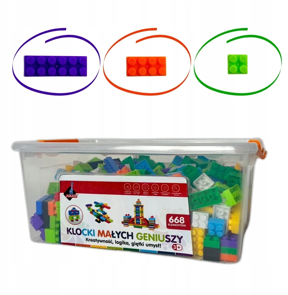 LITTLE GENIUS BLOCKS RINKINYS, KONSTRUKCINĖS PLOKŠTELĖS, 668 ELEMENTAI. ASKATO DOVANA
