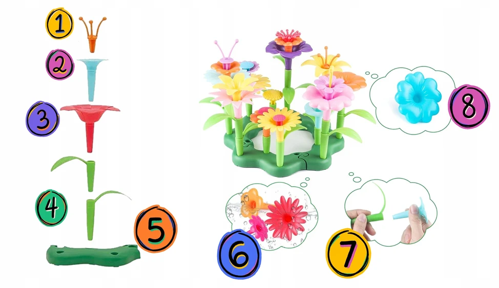 Littlekingdom Blokai Gėlės Sodo statyba Creative Gėlės Pieva 135 vnt 3+