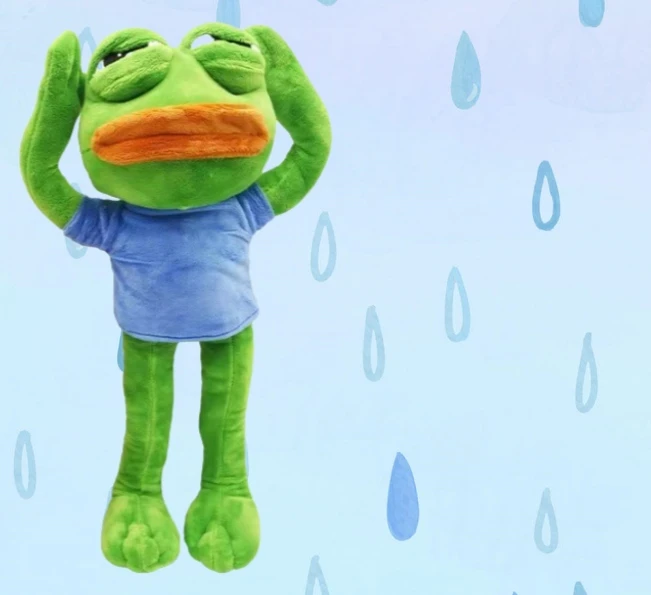 Liūdna varlė pliušinis žaislas 45 cm Pepe the Frog Meme juokingas