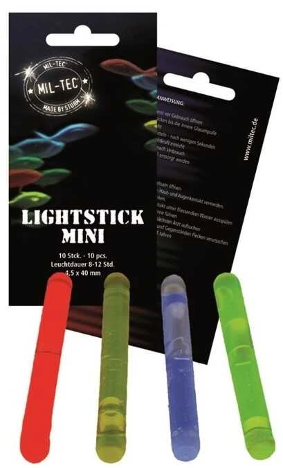 Mil-Tec Liuminiscencinės šviesos lazdelės Miltec 4cmx10vnt. skirtingų spalvų