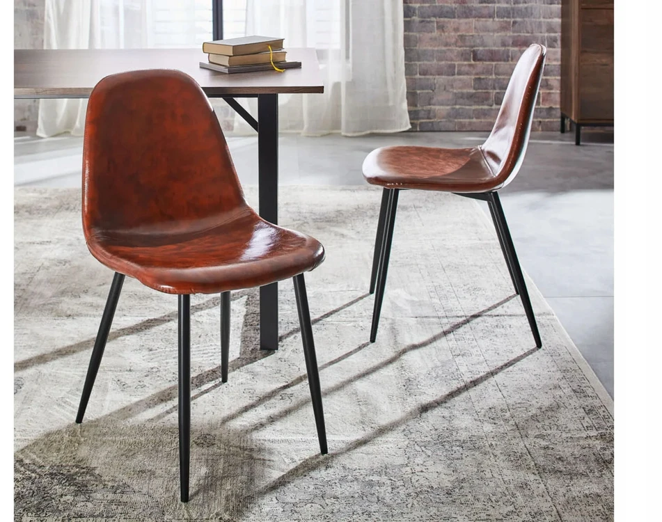 Livarno Home Loft pramoninės minkštos eko odos kėdės, 2 vnt. Ruda