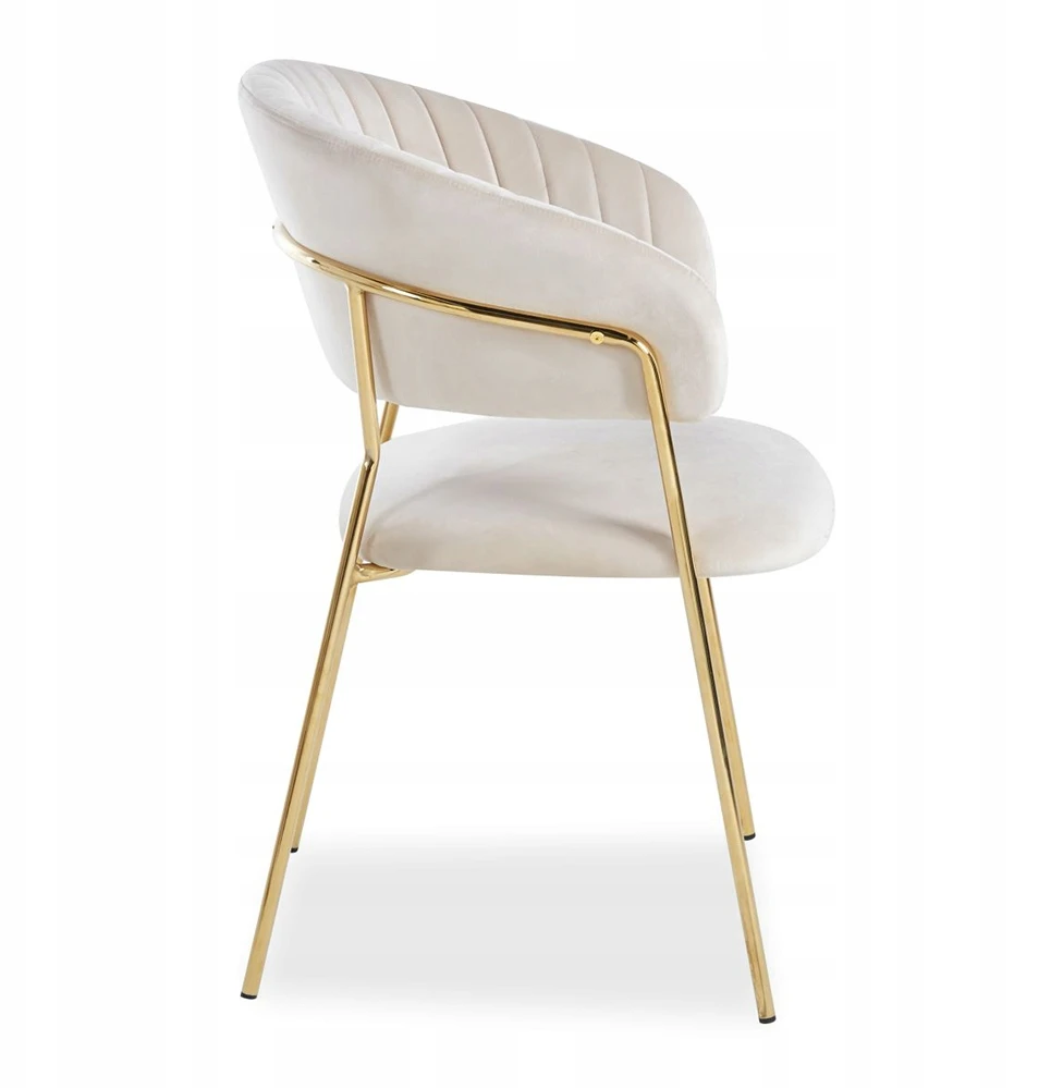 Livio Meble FLORI BEIGE VELVET VALGOMO KĖDĖ ANT AUKSINIŲ KOJŲ