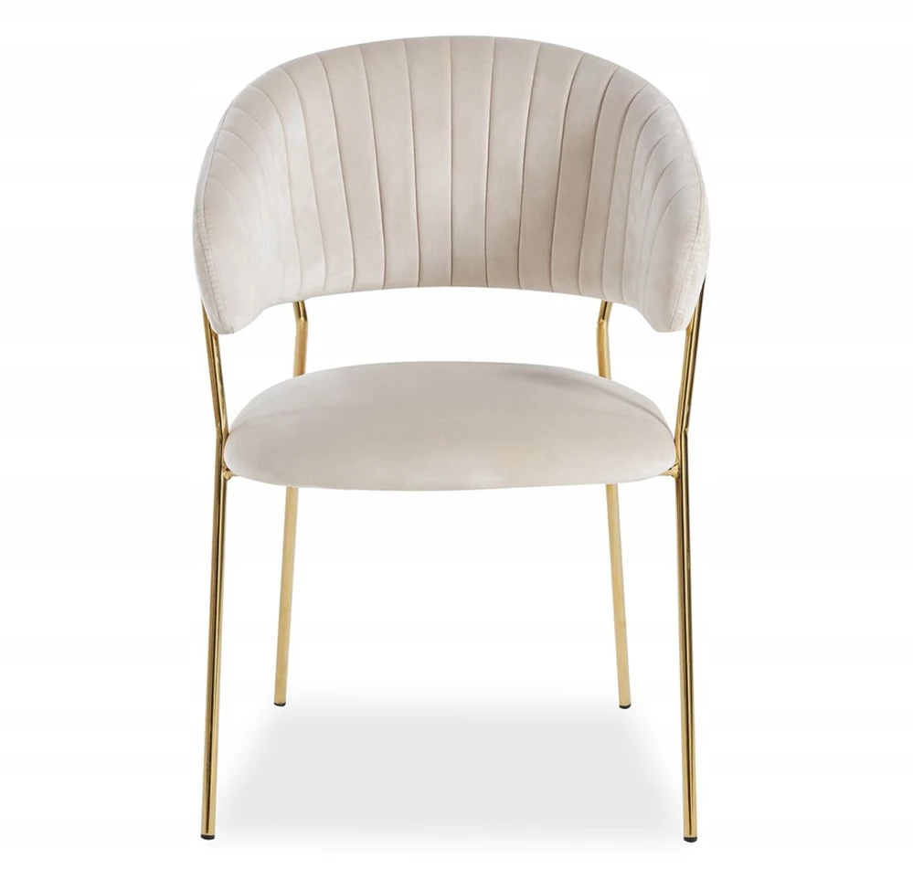 Livio Meble FLORI BEIGE VELVET VALGOMO KĖDĖ ANT AUKSINIŲ KOJŲ