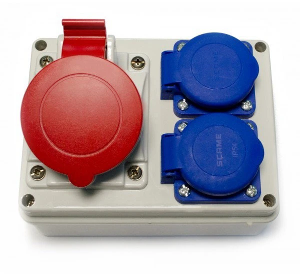 Orno Lizdas kampinis SEZ, 5x32A, IP44, 400V, Pilkas/Raudonas