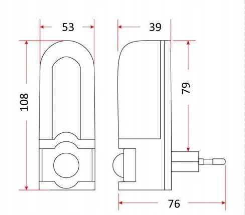 LN-09 Lampka nocna LED do kontaktu su judesio jutikliu i zmierzchu RUM-LUX