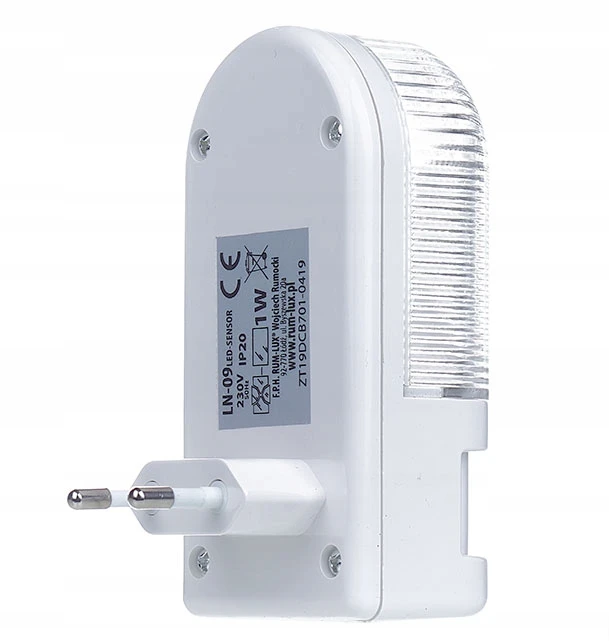 LN-09 Lampka nocna LED do kontaktu su judesio jutikliu i zmierzchu RUM-LUX