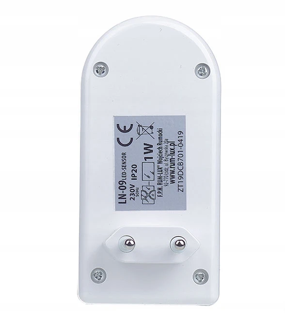 LN-09 Lampka nocna LED do kontaktu su judesio jutikliu i zmierzchu RUM-LUX