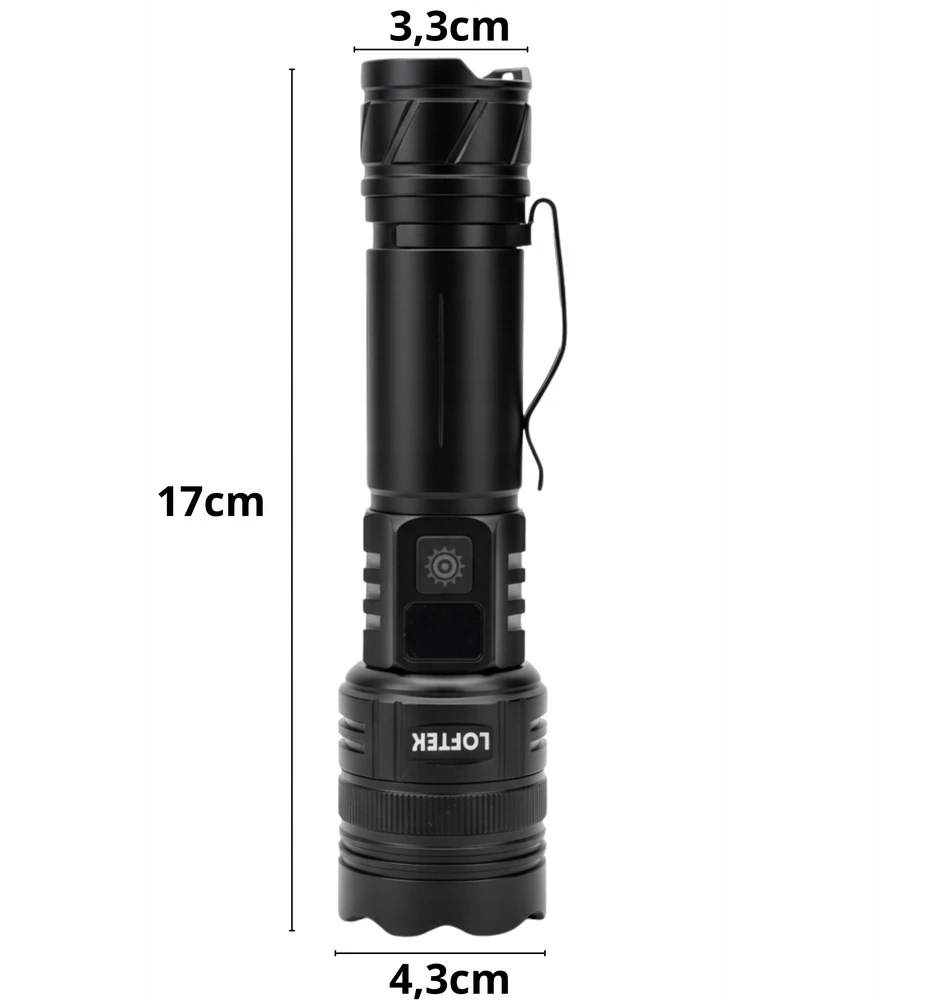 Loftek 20 000 liumenų LED žibintuvėlis, PAKRAUJAMAS, GALINGAS, PAIEŠKA, MASTINIS, USB, ATSPIRUS vandeniui