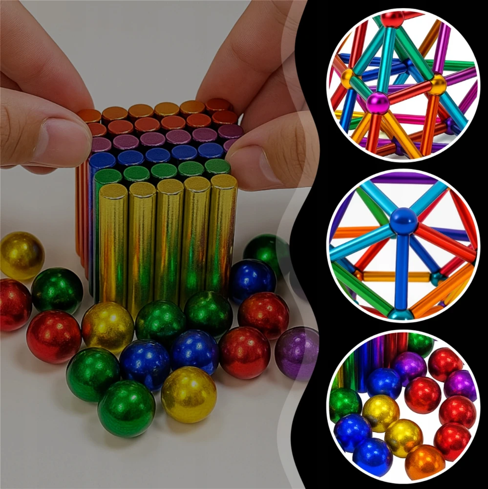 LOGIC NEOCUBE MAGNETINIAI BLOKAI VAVORYKŠTĖS KAMULIŲ RINKINYS XXL 126 Vnt.