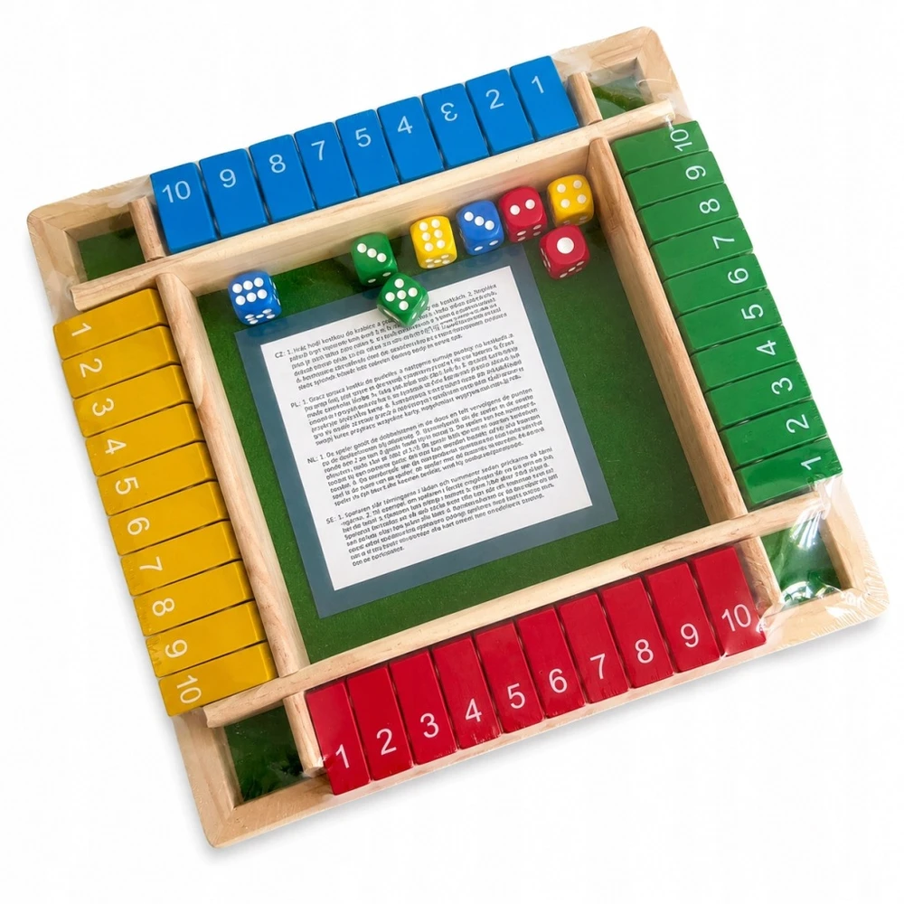 Loginis žaidimas vaikams, mediniai kauliukai, lenta, skaičiai, skaičiavimas SHUT BOX