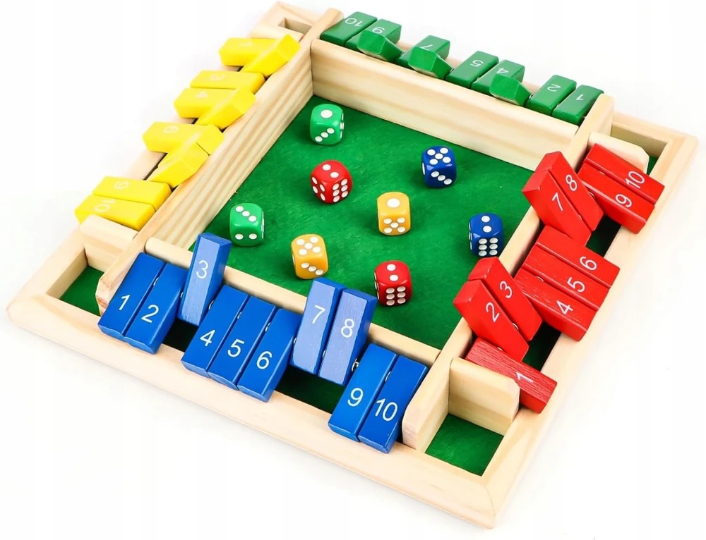Loginis žaidimas vaikams, mediniai kauliukai, lenta, skaičiai, skaičiavimas SHUT BOX