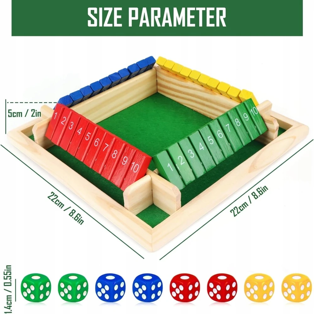 Loginis žaidimas vaikams, mediniai kauliukai, lenta, skaičiai, skaičiavimas SHUT BOX