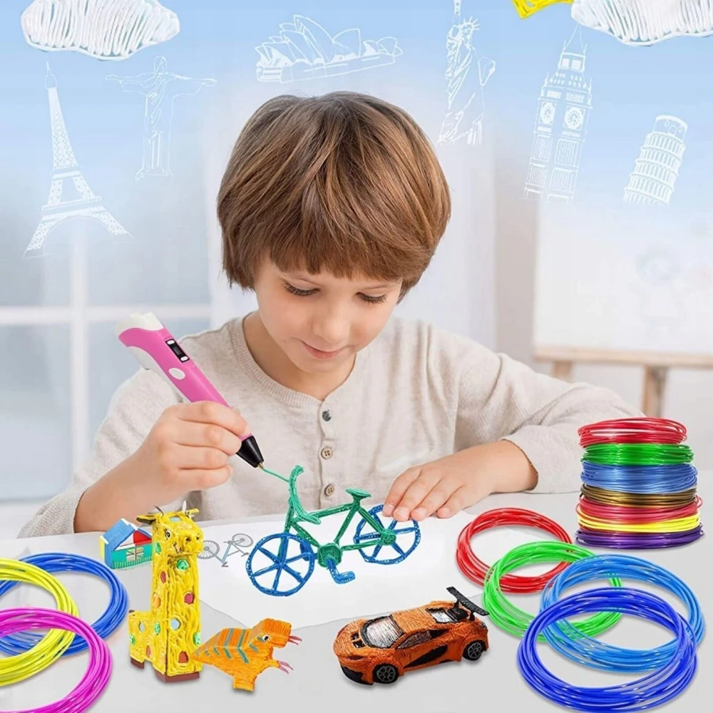 LOLEKO 3D RAŠIKLIS Vaikams 3D SPAUSDINTUVAS Pripildo 150M Priedai Šablonai XL rinkinys