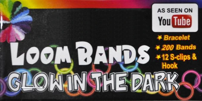 Loom Bands Glow in the Dark guminės juostos, skirtos APYRANKĖMS, rinkinyje 1278 vnt. 6 spalvos