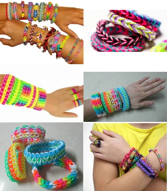 Loom Bands Glow in the Dark guminės juostos, skirtos APYRANKĖMS, rinkinyje 1278 vnt. 6 spalvos