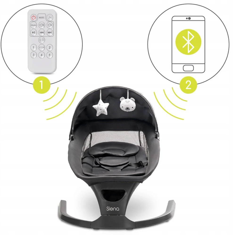 Lorelli Bouncer, Electric Rocker, Bluetooth nuotolinio valdymo pultas SIENA Graphite