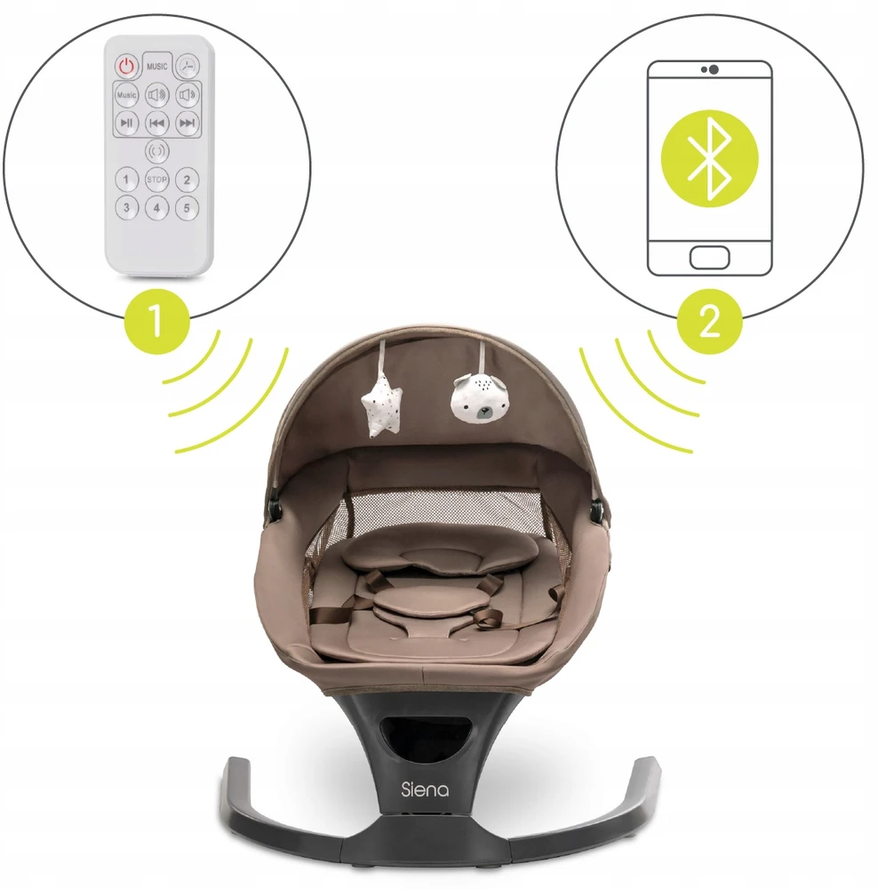 Lorelli Elektrinė supama kėdutė su Bluetooth nuotolinio valdymo pulteliu ir Melodijomis kūdikiams