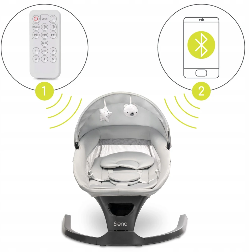 Lorelli Elektrinė supama kėdutė su Bluetooth nuotolinio valdymo pulteliu ir Melodijomis kūdikiams