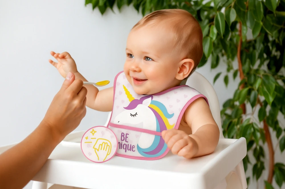 Lorelli Seilinukas kūdikiui su Velcro kišenėle, 2vnt LAMA UNICORN mergaitėms