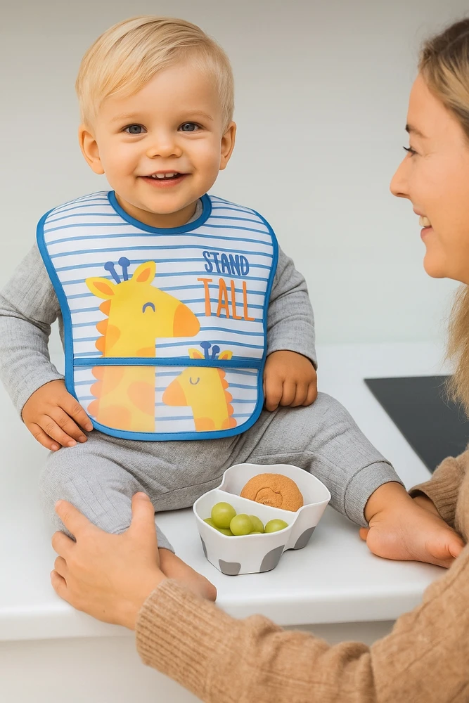 Lorelli Seilinukas kūdikiui su Velcro kišenėle, 2 vnt., LIŪTAS, ŽIRAFĖ, berniukui