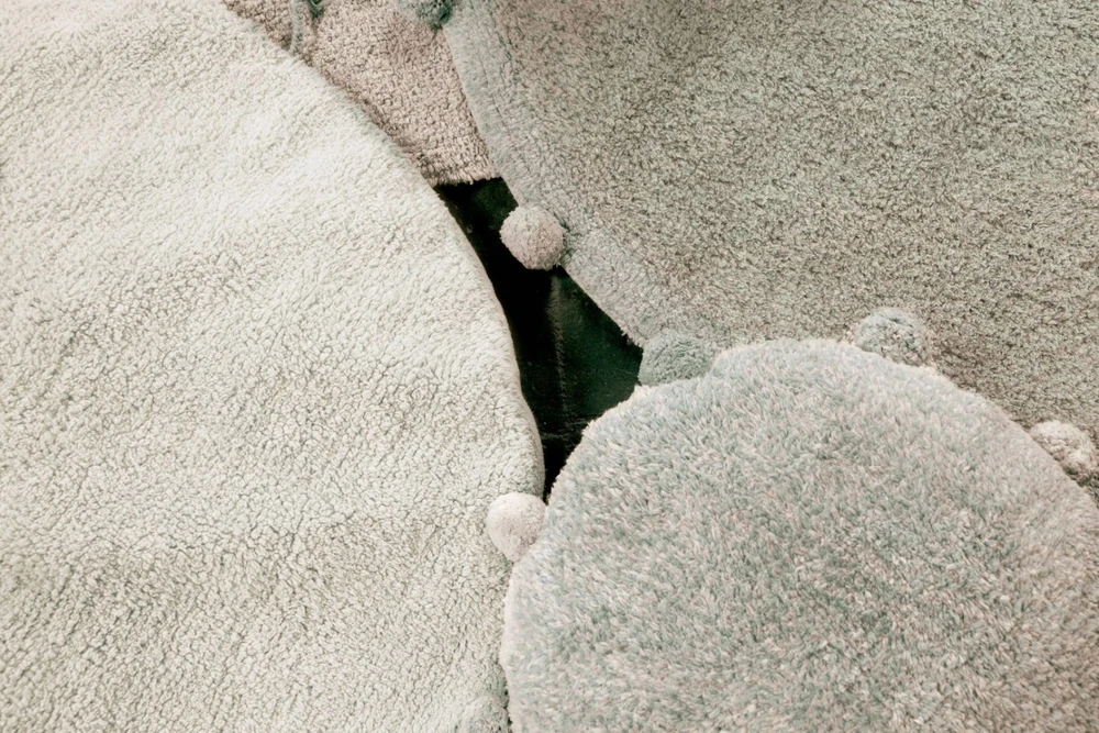 Lorena Canals Skalbiamas medvilninis kilimas Bubbly Olive-Natural 120 cm
