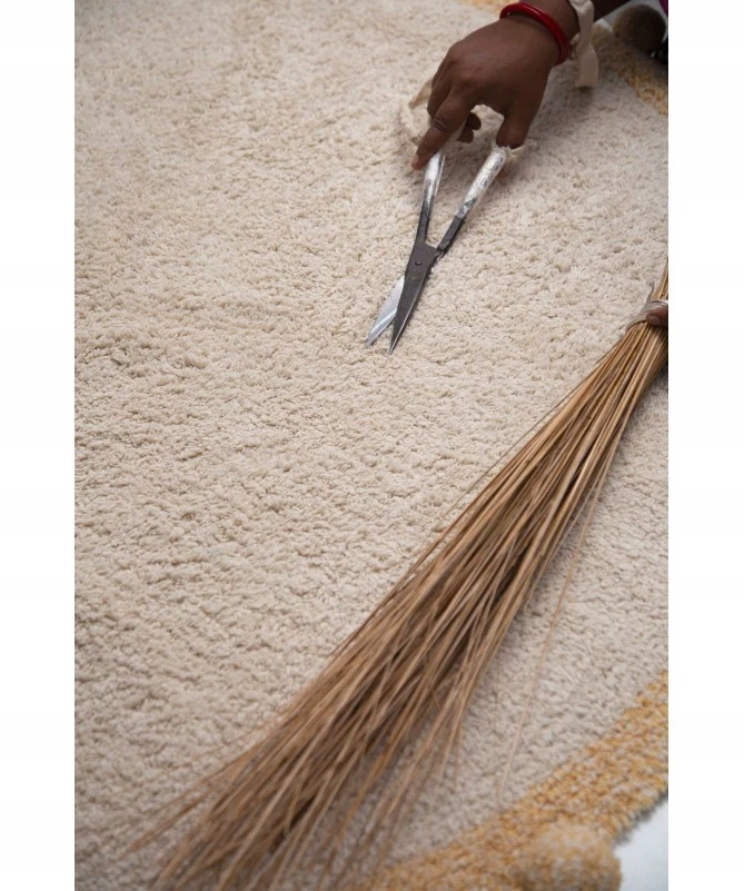 Lorena Canals Skalbiamas medvilninis kilimas Bubbly Natural-Honey 120 cm