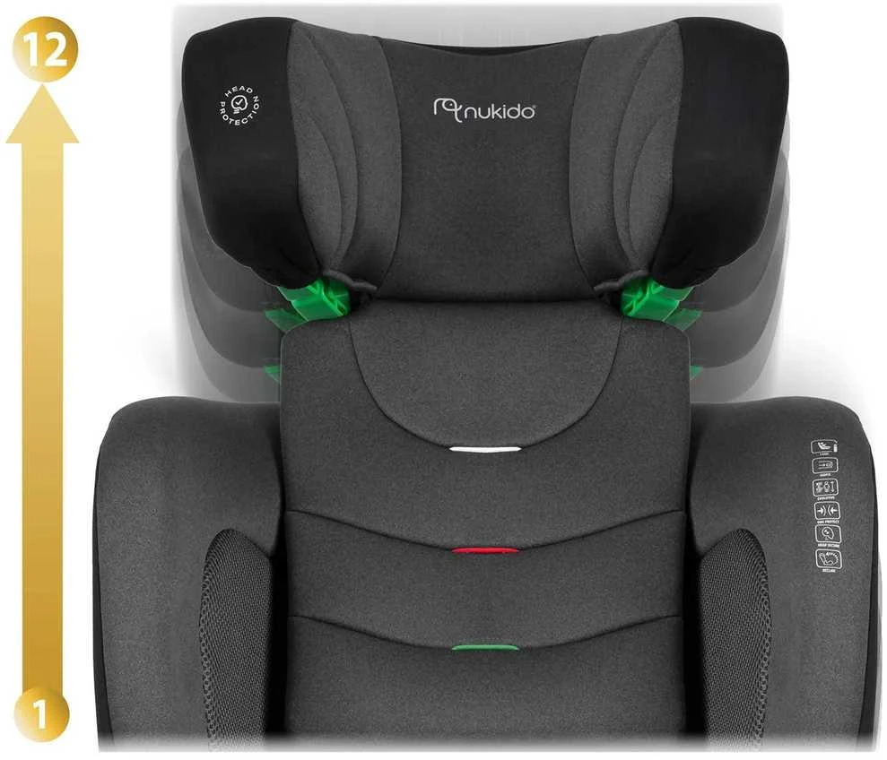Automobilinė kėdutė Nukido Louis Soft juoda -pilka, 15-36 kg ISOFIX