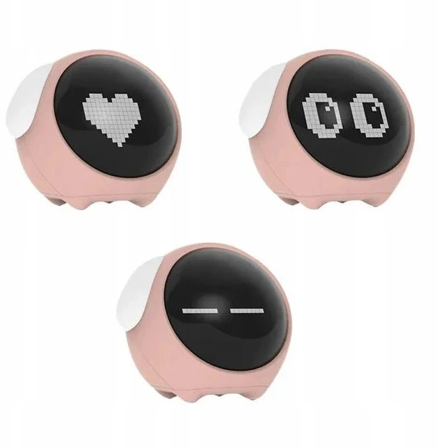 Lova Nest BUDZIK ELEKTRONICZNY ZEGAR Z TEMPERATURĄ ALARMEM GŁOŚNY EMOJI ROŽINĖ