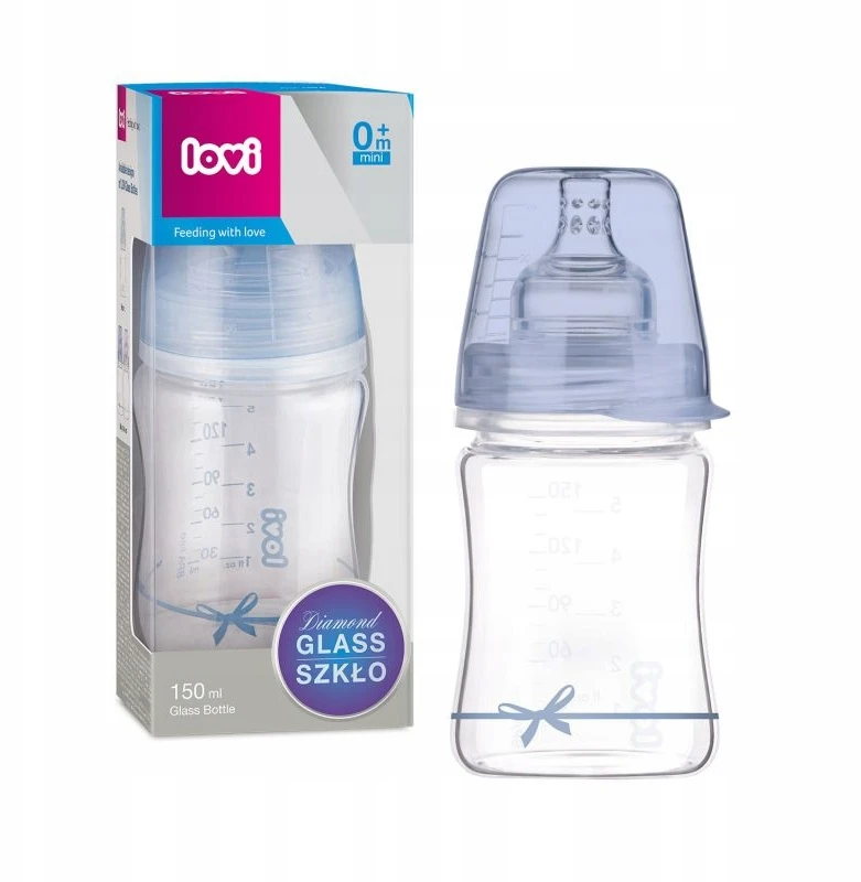 LOVI stiklinis buteliukas DIAMOND GLASS Baby Shower boy, 150 ml, 74/104boy