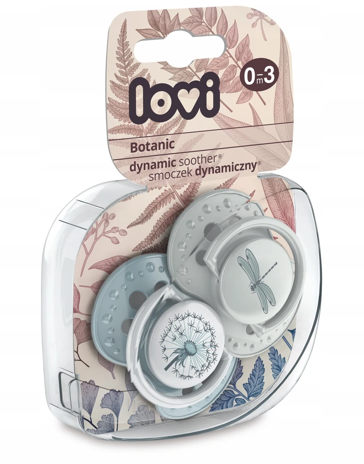 LOVI 22/869 Dinaminis silikoninis čiulptukas 0-3 m 2vnt Botanic Boy