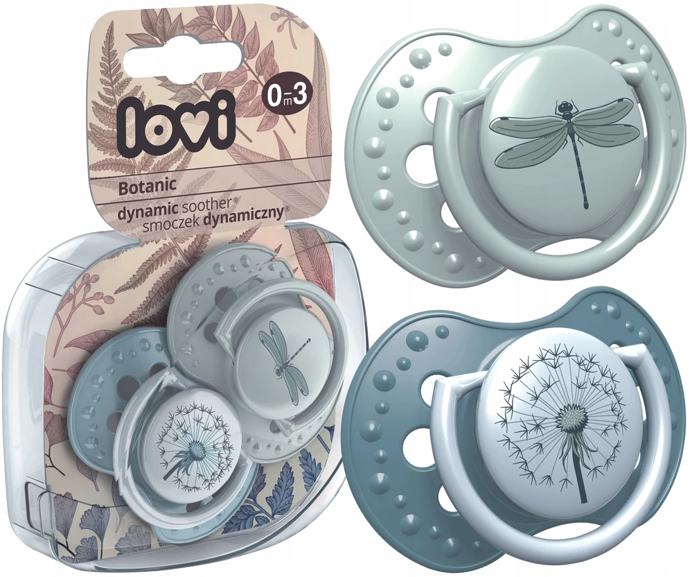 LOVI 22/869 Dinaminis silikoninis čiulptukas 0-3 m 2vnt Botanic Boy