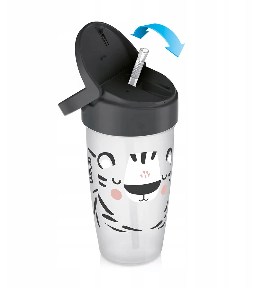LOVI puodelis su šiaudeliu ACTIVE Salt&Pepper, 350 ml, 35/357