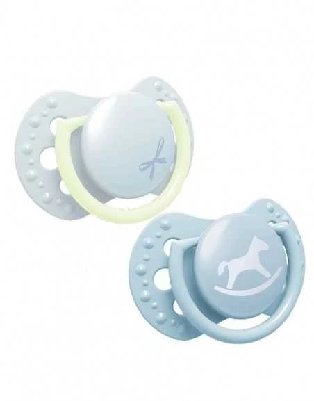 LOVI silikoninis čiulptukas, Baby Shower Boy, 0-2mėn., 2 vnt., 22/900boy