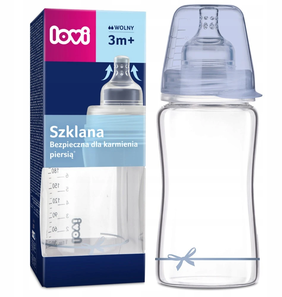 LOVI stiklinis buteliukas DIAMOND GLASS Baby Shower boy, 250 ml, 74/204boy