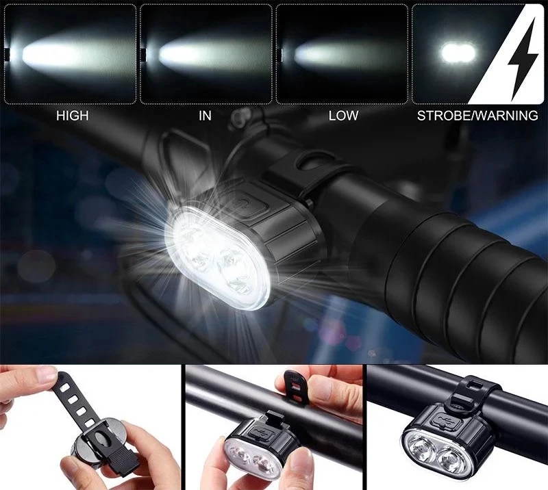 LTC Dviračio apšvietimas PRIEKINIS IR GALIS DVIRAČIO LEMPŲ RINKINYS 800 lm USB
