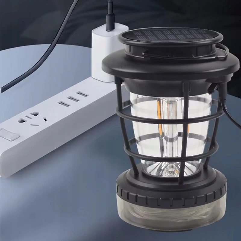 LTC SOLAR CAMPING LAMP GARDEN GARLAND LED USB DUSK JUDĖJIMO JETUVAS