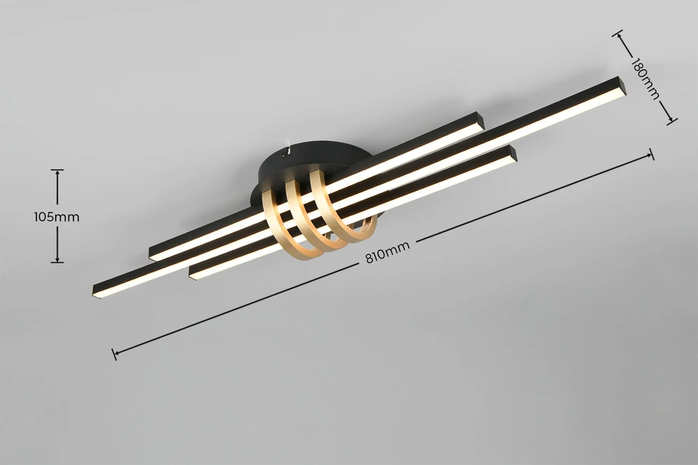 Lubinis šviestuvas Lubinis LED šviestuvas REALITY CINTO, 20W, 3000K, 2380lm, juodos/auksinės sp., 10x18x80cm