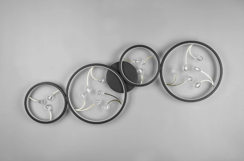 Lubinis šviestuvas Lubinis LED šviestuvas TRIO Groovy, 37W, 3000K, 4600lm, juodos/aukso sp., 95 x 6 x 40 cm