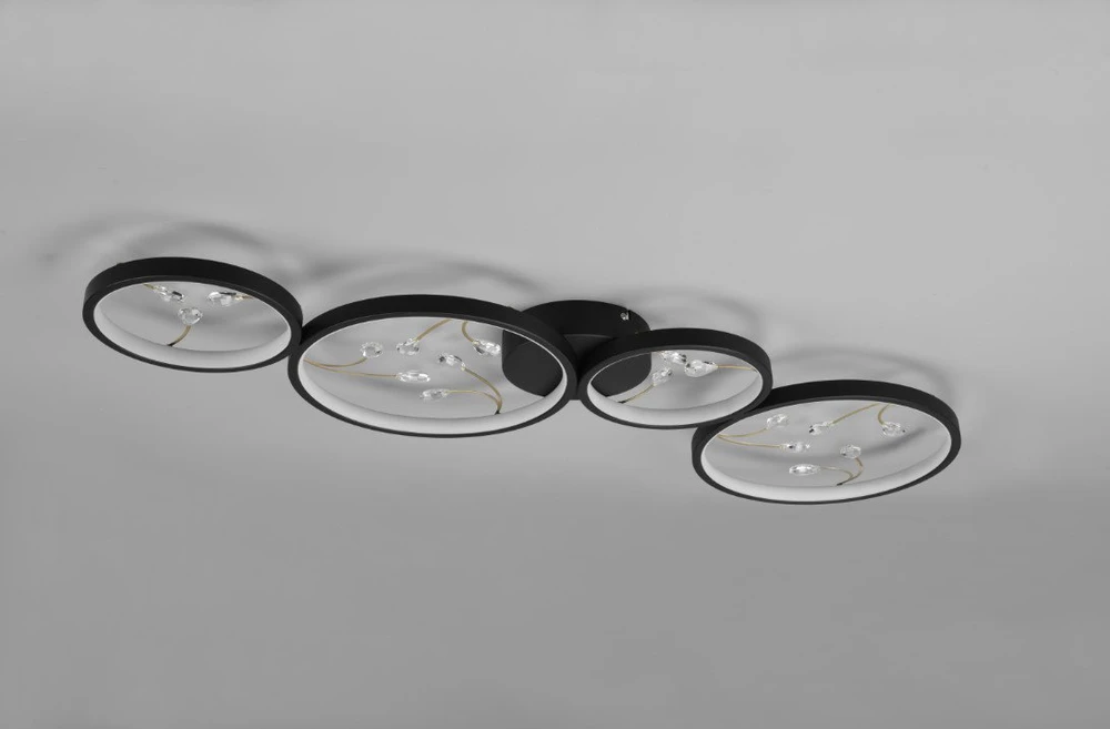 Lubinis šviestuvas Lubinis LED šviestuvas TRIO Groovy, 37W, 3000K, 4600lm, juodos/aukso sp., 95 x 6 x 40 cm