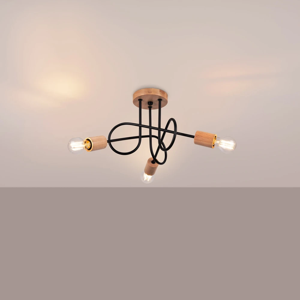 Lubinis šviestuvas Sollux Lighting Šviestuvas EMBER 3 juodas
