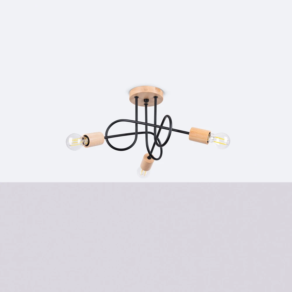 Lubinis šviestuvas Sollux Lighting Šviestuvas EMBER 3 juodas
