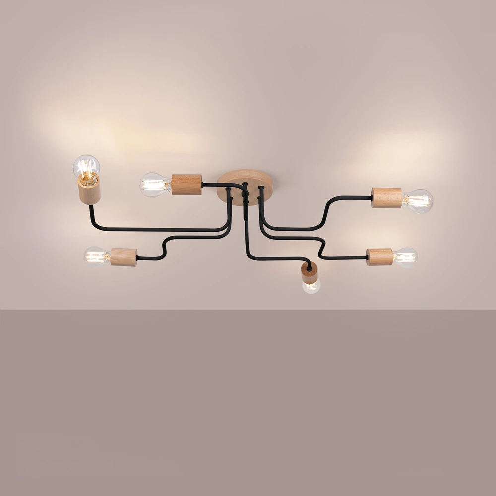 Lubinis šviestuvas Sollux Lighting Šviestuvas TIMBO 6 juodas