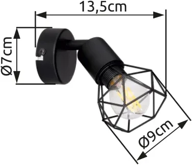 Lubinis šviestuvas Globo Toys Taškinis šviestuvas GLOBO XARA, 1xE14 max 1x40W, metalinis, juodos sp. 8x13x13,5cm