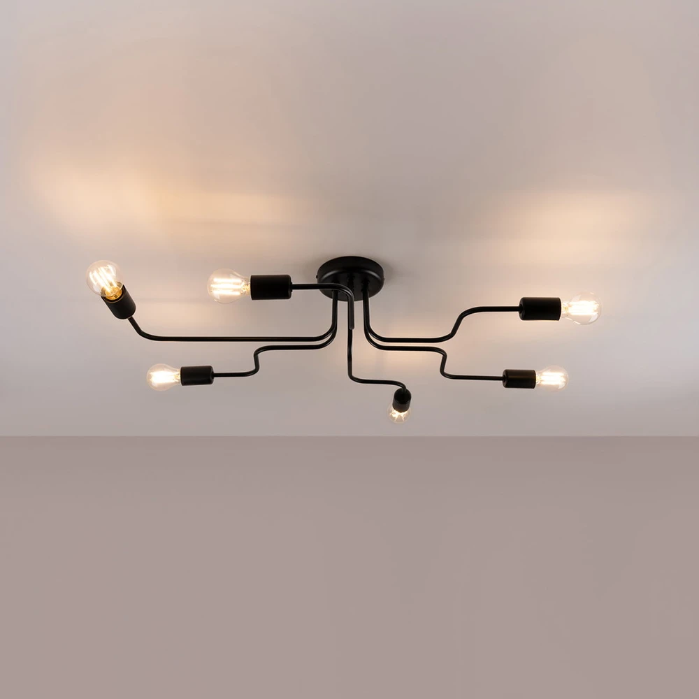 Lubinis šviestuvas Sollux Lighting Šviestuvas VECTOR 6 juodas
