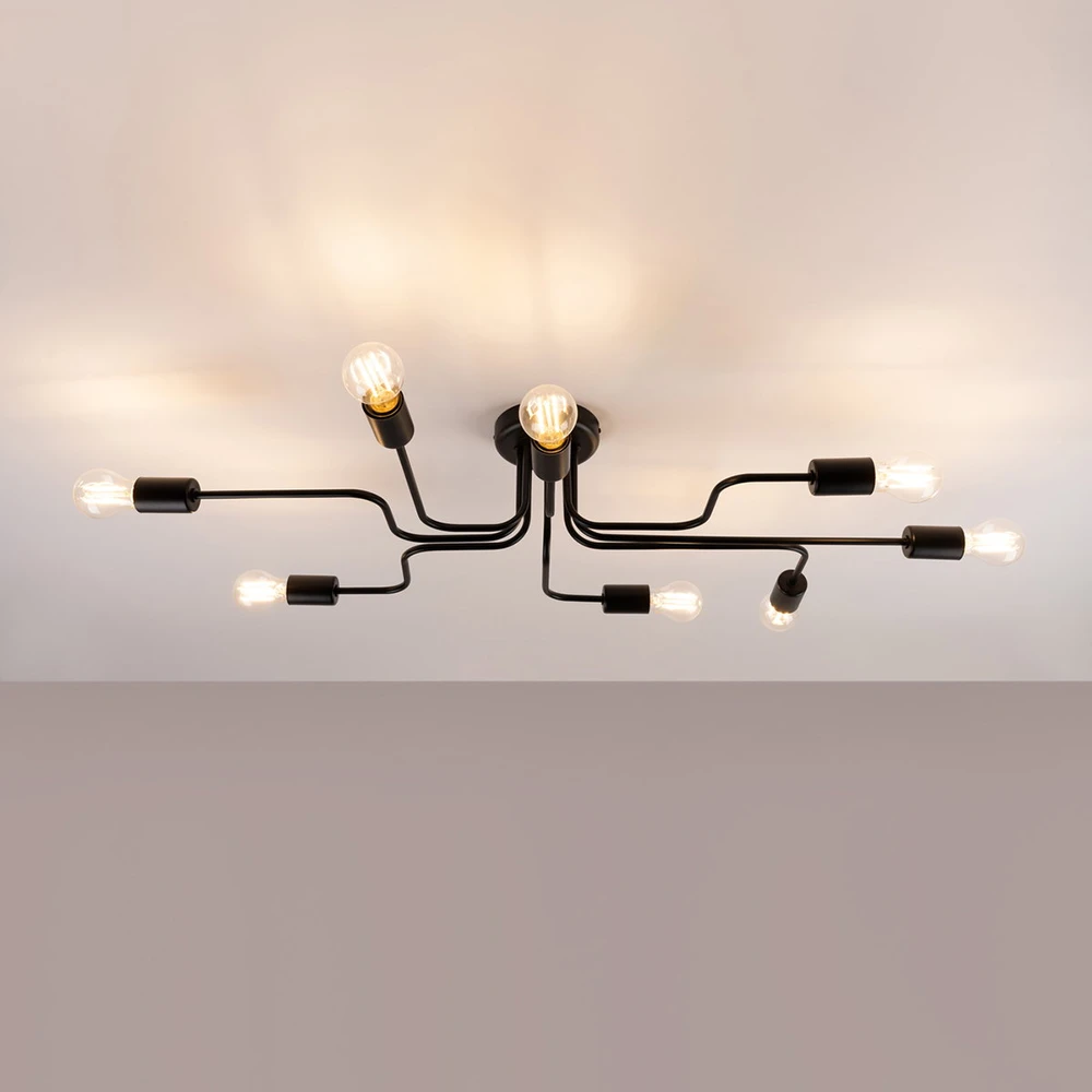 Lubinis šviestuvas Sollux Lighting Šviestuvas VECTOR 8 juodas